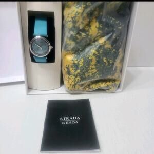Strada Genoa Women’s Watch & Scarf Gift Set Teal Band Boxed New Japan Movement